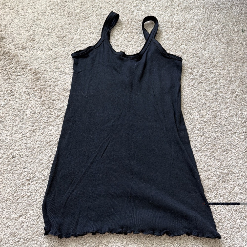 VTG MICHELE NICOLE WESLEY Navy COTTON KNIT SCALLOP HEM LACE CAMISOLE TANK Y2K M - Picture 6 of 6